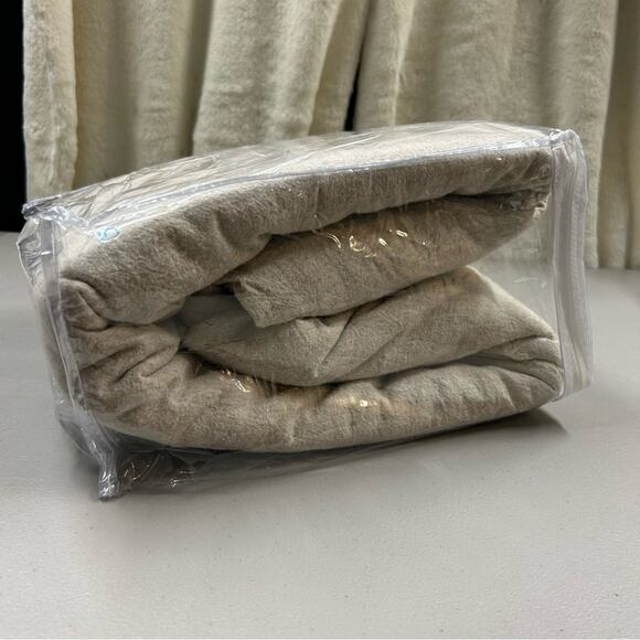 Pottery Barn European Flax Linen Cotton Duvet Cover Full Queen Oatmeal Tan NEW - Picture 5 of 5